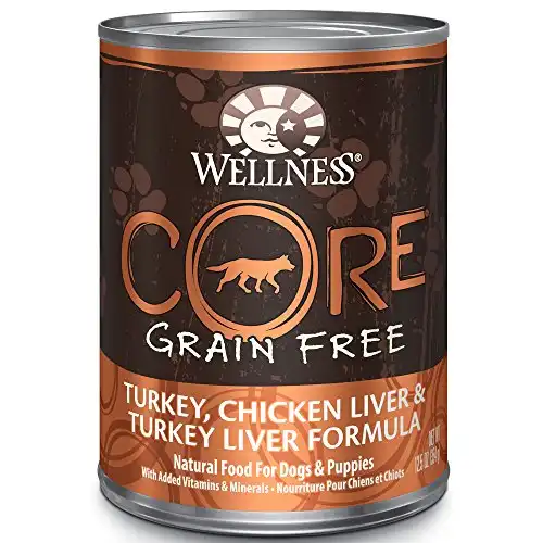 Wellness CORE Natural Wet Grain Free Canned Dog Food, Turkey & Chicken, 12.5-Ounce Can (Pack of 12)