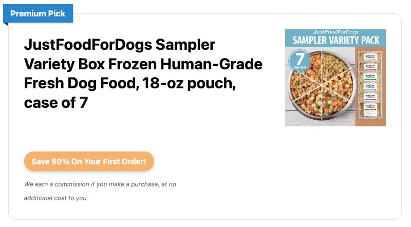 JustFoodForDogs Sampler Variety Box Frozen Human-Grade Fresh Dog Food