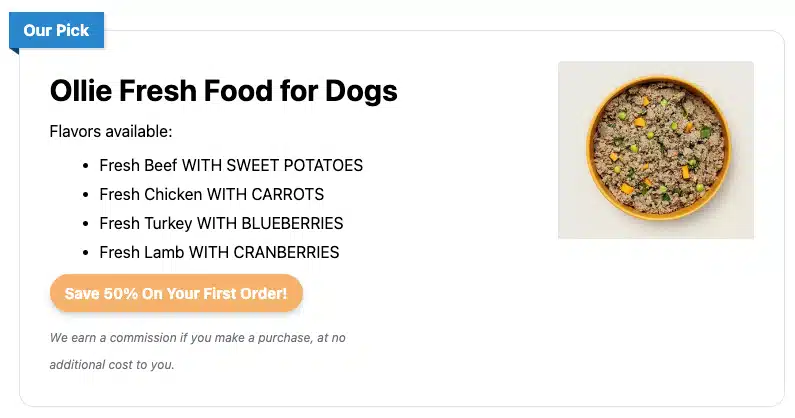 Ollie Fresh Dog Food Subscription with Supplement Add-Ons