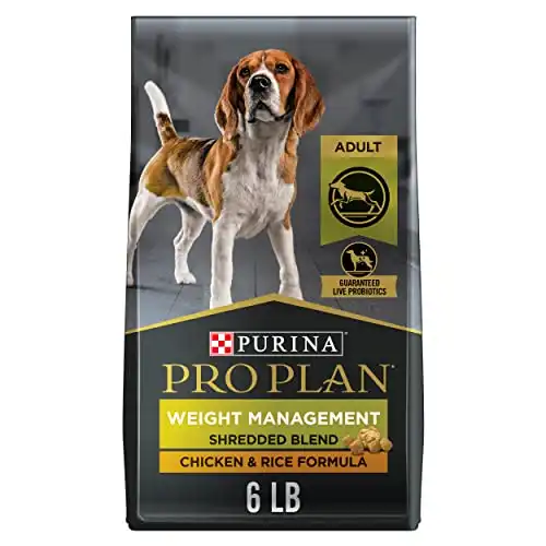 Purina Pro Plan Weight Management Dog Food, Shredded Blend Chicken & Rice Formula - 6 lb. Bag
